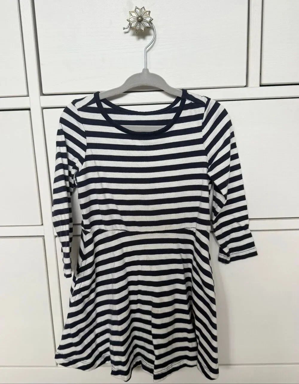 Primary 2 Toddler Girl Navy & White Stripe Skater Dress